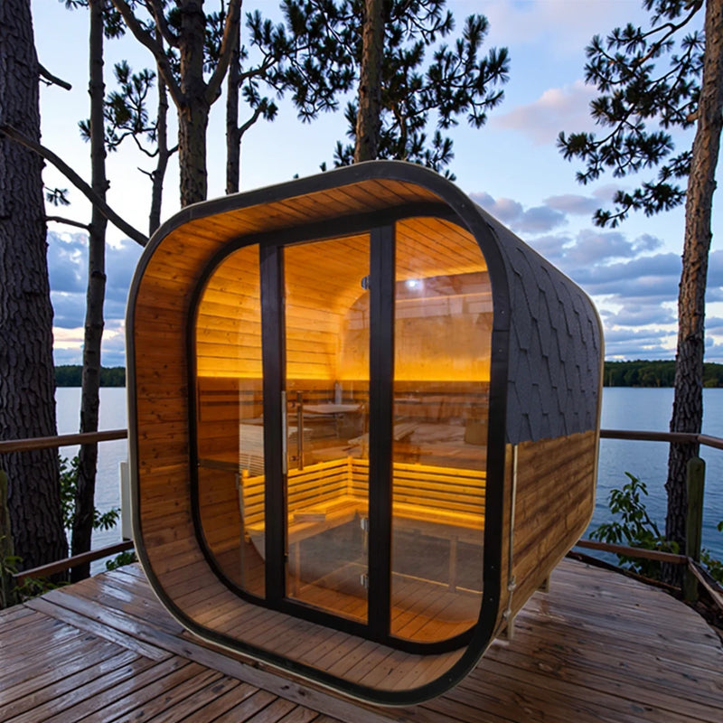 2-8 Person Outdoor Cedar Barrel Steam Sauna · 9kW Heater