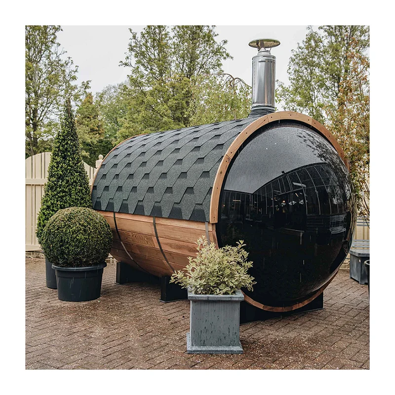 6 Person Indoor Cedar Barrel Wood-Fired Sauna · 6kW Heater
