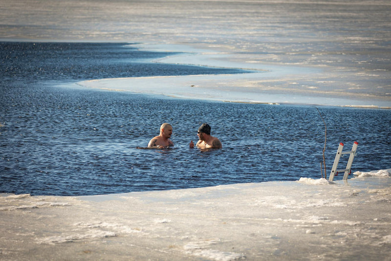 Cold-water immersion in an outdoor ice bath.