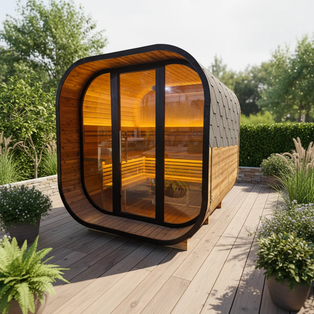 4-6 Person Outdoor Spruce Cube Traditional Sauna · 9kW Heater