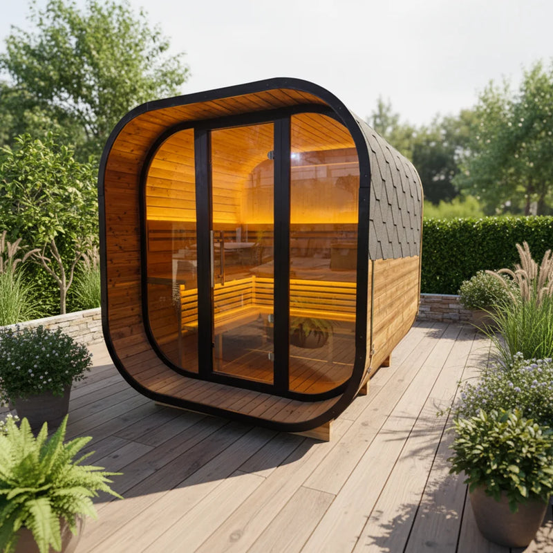 4-6 Person Outdoor Spruce Cube Traditional Sauna · 9kW Heater