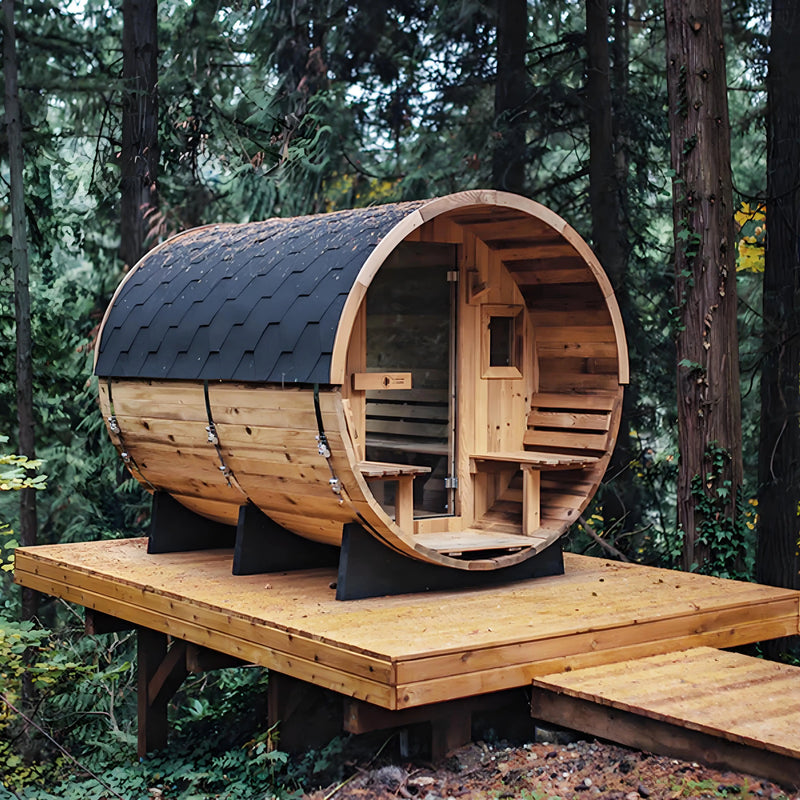 4-6 Person Outdoor Barrel Infrared Sauna · 6kW Heater