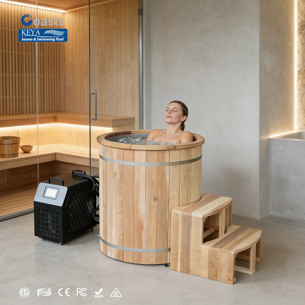 Wooden Cold Plunge Tub with Chiller · Outdoor